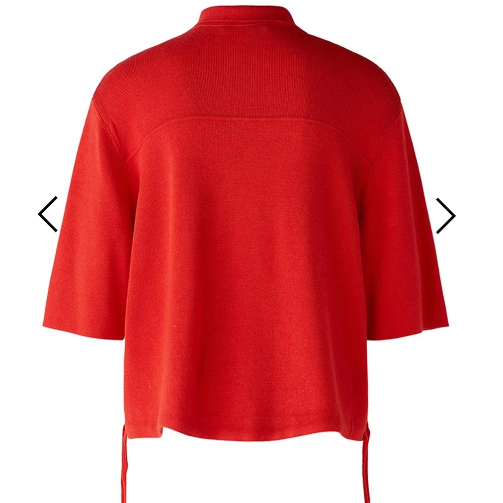 Oui Drawstring Hem Rib Knit Top, Red - Picture 2 of 6